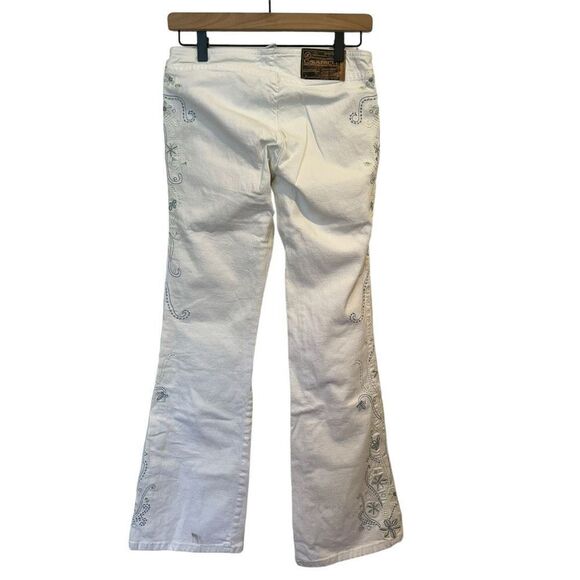 Z. Cavaricci Vintage Embroidered White Boot Cut Exposed Zipper Jeans Size 5 - Picture 2 of 7